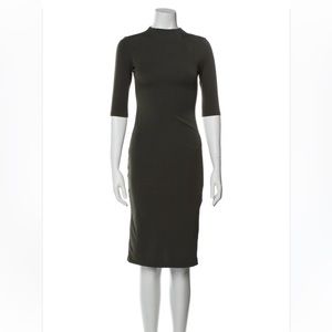 Alice + Olivia Mock Neck Midi Length Dress in Black